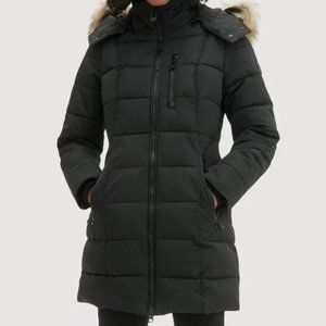 Noize Hannah Faux Fur Trim Hooded Parka in XS Black
